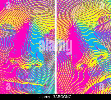 Illustration of an man's face created from small cubes. Anonymous social masking. Technology and robotics concept. Voxel art. 3D vector illustration. Stock Vector