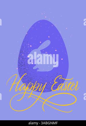 Happy Easter Bunny Lettering Poster Stock Vector