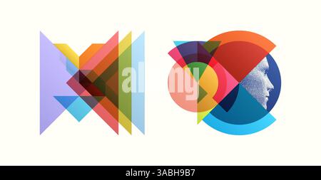 Machine learning. Futuristic artificial intelligence concept. Art composition with geometric shapes and forms. Cover design template for presentation, Stock Vector