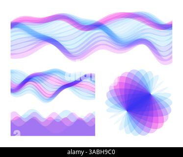 Abstract wavy background made of many overlapping stripes and with dynamic effect. Ocean seascape. Sea surface. Realistic landscape with waves. Sphere Stock Vector