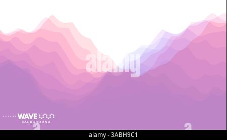 Abstract background. Realistic landscape with waves. Water surface. Mountains. 3D vector illustration for brochure, poster, presentation, flyer, cover Stock Vector