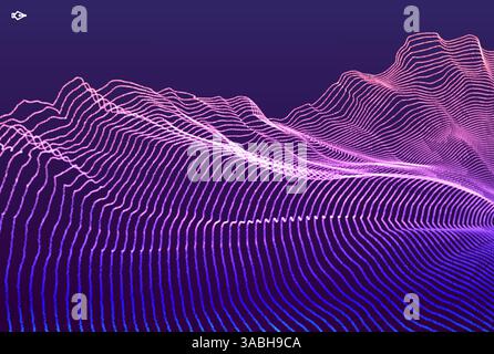 Abstract background with dynamic particles. Circular grid pattern. 3d vector illustration for business, science or technology. Stock Vector