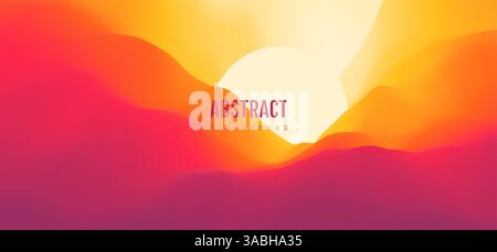 Sky with the sun in the clouds. Sunset. Background of nature. Modern pattern. 3d vector illustration for brochure, poster, presentation, flyer or bann Stock Vector