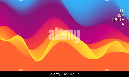 3D abstract wavy background with beautiful gradient colour transition. Dynamic wave. Vector illustration for banner, flyer, brochure, booklet, present Stock Vector