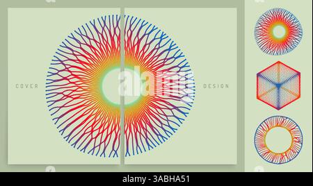 Circle frame element. Radial racy vector logo design. Array with dynamic particles of small particles in circle. Cube consisting of small particles. O Stock Vector