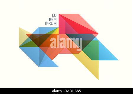 Art composition of flat colorful vector shapes. Abstract transparency geometrical background. Cover design template for presentation, corporate cover Stock Vector