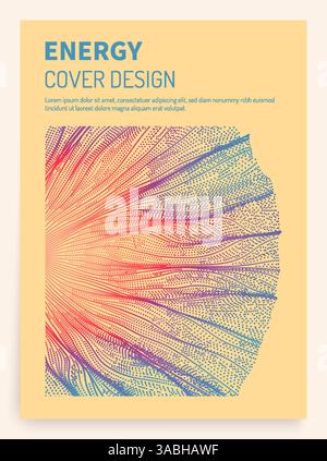 Cover design template. Abstract background with dynamic particles. Circular grid pattern. 3d vector illustration for business, science or technology. Stock Vector
