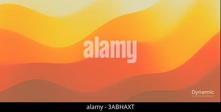 Desert dunes sunset landscape. Abstract background with dynamic effect. Creative design with vibrant gradients. 3D vector Illustration. Stock Vector