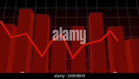 Image of red line statistics with financial data processing Stock Photo