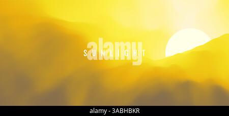 Sky with the sun in the clouds. Sunset. Background of nature. Modern pattern. 3d vector illustration for brochure, poster, presentation, flyer or bann Stock Vector