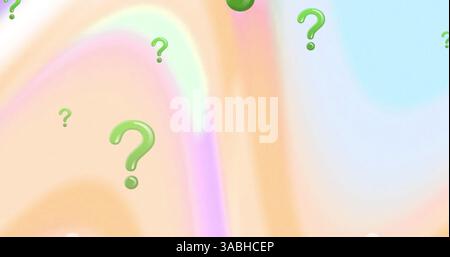 Image of green question marks over pastel background Stock Photo
