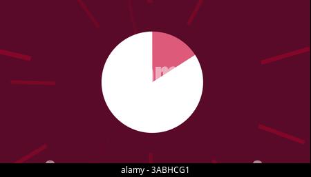 Image of pie chart changing over pulsating red rays on red background Stock Photo