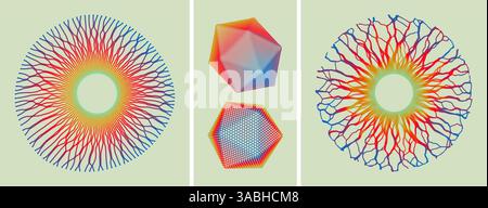Circle frame element. Radial racy vector logo design. Array with dynamic particles of small particles in circle. Crystal consisting of small particles Stock Vector