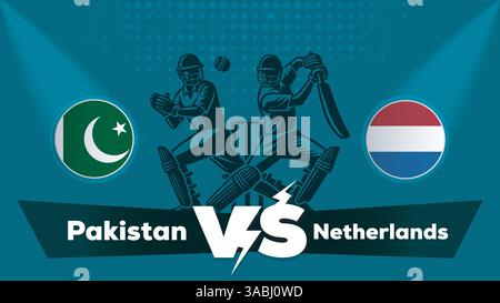 Pakistan VS Netherlands , Netherlands Vs Pakistan Cricket match concept with creative illustration Stock Vector