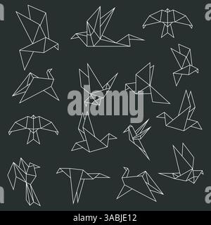 Origami flying birds seamless pattern. Vector illustration Stock Vector
