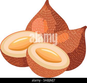 Salak Fruit with Leaves Icon. Stock Vector