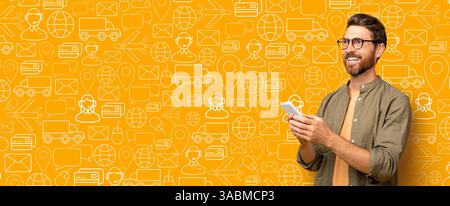 Customer using smartphone for online shopping and delivery service Stock Photo