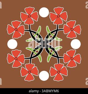 Beautiful ornament with white outline on brown background Stock Vector
