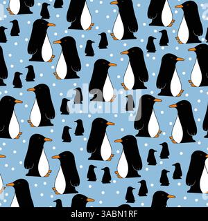 Penguin bird seamless patttern; can be printed on bandana, t-shirt, clothes Stock Vector