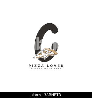 Letter C Pizza Logo Design. Alphabet C Pizza Concept Icon Stock Vector