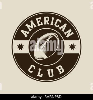 American Football Round Seal, Vector Illustration Web Stamp Symbol Abstract Editable image Stock Vector