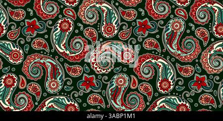 Seamless Folk Art Vector Paisley Pattern With Ornate Floral And Swirling Elements In Traditional Boho Ethnic Motif Stock Vector