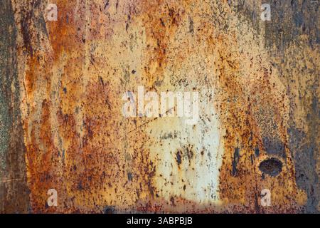 Rust forms an interesting pattern on a metal surface Stock Photo