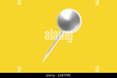 Minimalist Dotted Pin Icon on Yellow Background Stock Vector