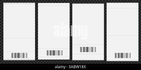 Blank receipt mockup set with barcodes for design and branding concepts Stock Vector
