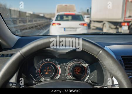 Road traffic jam on highway Stock Photo