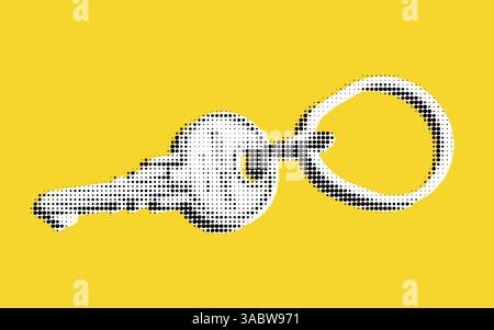 Stylized Key Illustration in Halftone Design Stock Vector