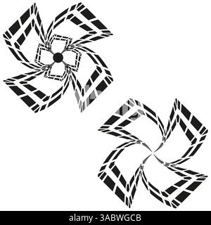 Square celtic knot. Twisted loop emblem. Vector tribal figure. Black white palette. Stock Vector