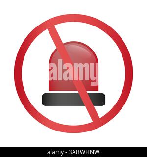 No alarm icon. Red forbidden symbol. Prohibited siren shape. Emergency Vector sign. Stock Vector