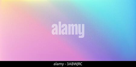 Rainbow ombre background with grain and foil texture. Gradient holograph design in purple, pink, and blue. Vibrant retro 80s neon style with radiant Stock Vector