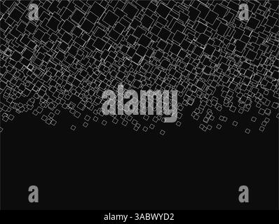 A black and white image of squares and rectangles. The squares are scattered all over the image, and the rectangles are in the background. The image h Stock Vector