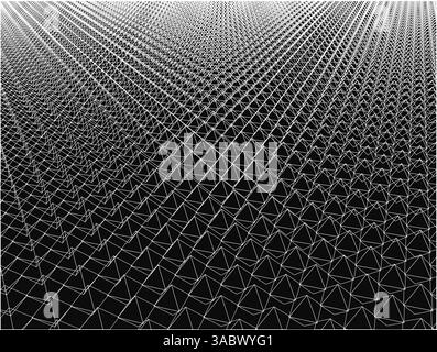 A black and white image of a patterned surface with a lot of triangles. The image has a sense of depth and complexity, with the triangles appearing to Stock Vector