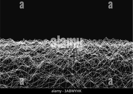 A black and white image of a sea of lines. The lines are all different sizes and are scattered throughout the image. The image has a sense of chaos an Stock Vector