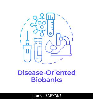 Disease oriented biobanks blue gradient concept icon Stock Vector