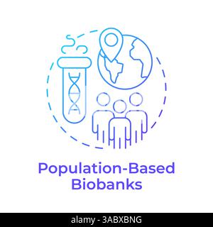 Population based biobanks blue gradient concept icon Stock Vector