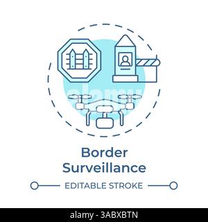 Border surveillance soft blue concept icon Stock Vector