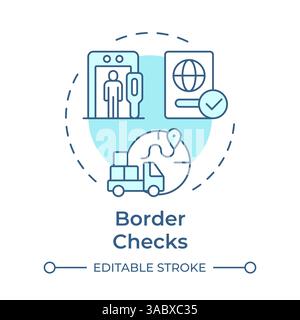 Border checks soft blue concept icon Stock Vector