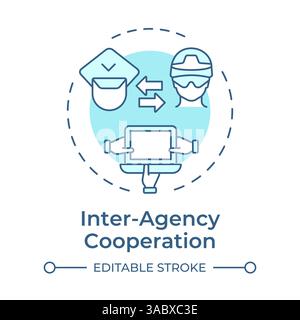 Inter agency cooperation soft blue concept icon Stock Vector