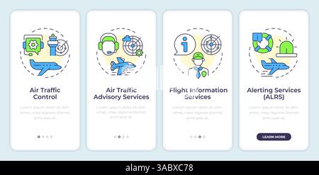 Air traffic services onboarding mobile app screen Stock Vector