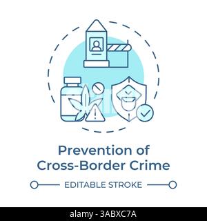Prevention of cross border crime soft blue concept icon Stock Vector