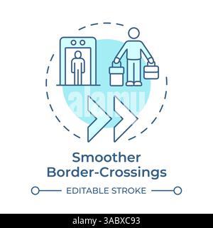 Smoother border crossings soft blue concept icon Stock Vector