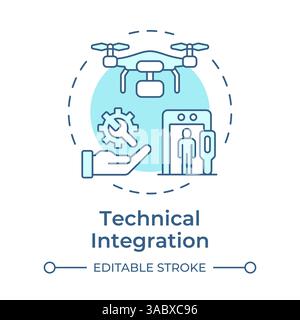 Technical integration soft blue concept icon Stock Vector