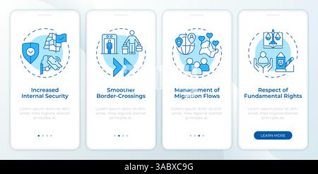 Benefits of border management blue onboarding mobile app screen Stock Vector