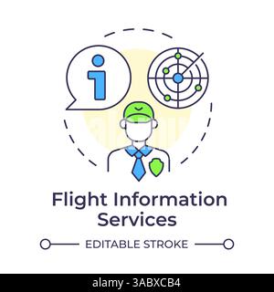 Flight information services multi color concept icon Stock Vector