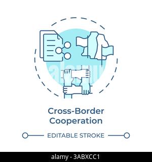 Cross border cooperation soft blue concept icon Stock Vector
