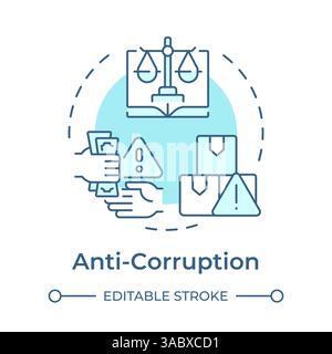 Anti corruption soft blue concept icon Stock Vector